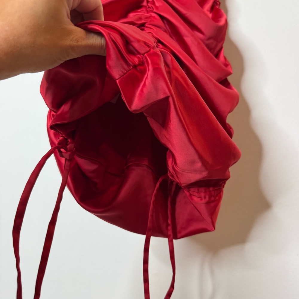 Oh Polly All For You Lace Trim Cowl Neck Satin Red Mini Dress holiday event - Picture 6 of 10